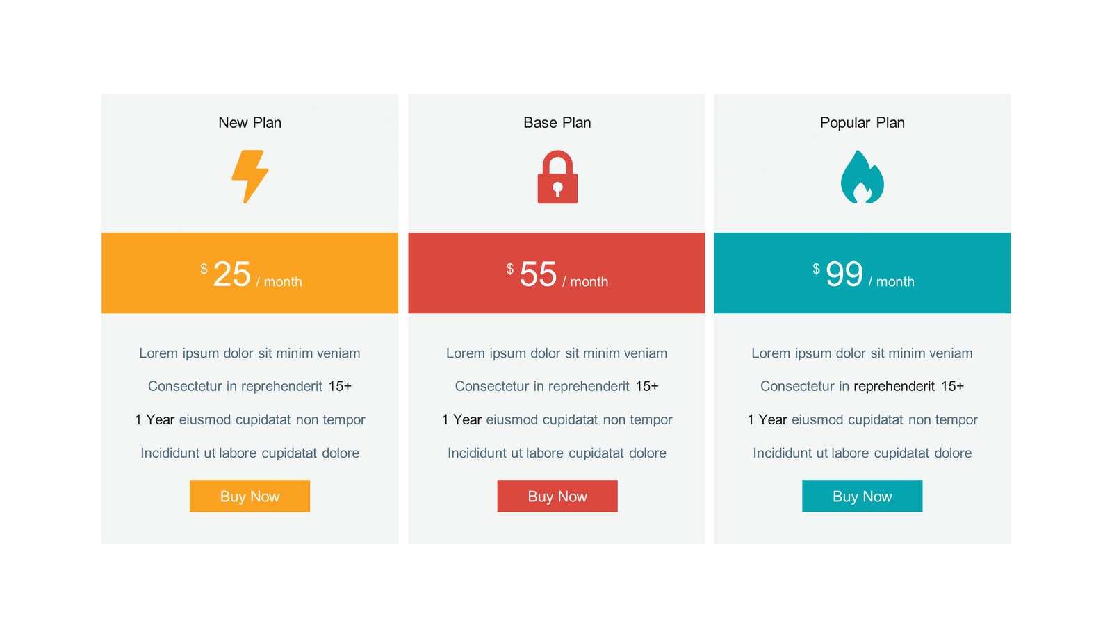 Basic Pricing Comparison Table